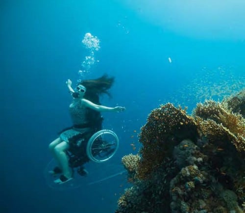Why is performance artist Sue Austin cavorting underwater in a highly-engineered wheelchair? To celebrate the Paralympics and challenge perceptions of what wheelchair users can do — and it’s fun.