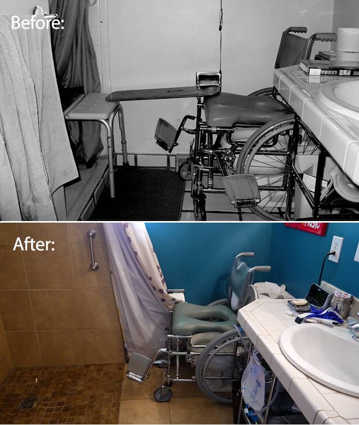Before: This unsafe, ugly and unfunctional bathroom had to go. After: A full bathroom remodel seemed to make the most sense practically, financially and functionally.