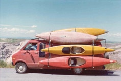 Transporting kayaks on the side of a van was illegal, but Barry got special permission from Colorado’s governor.