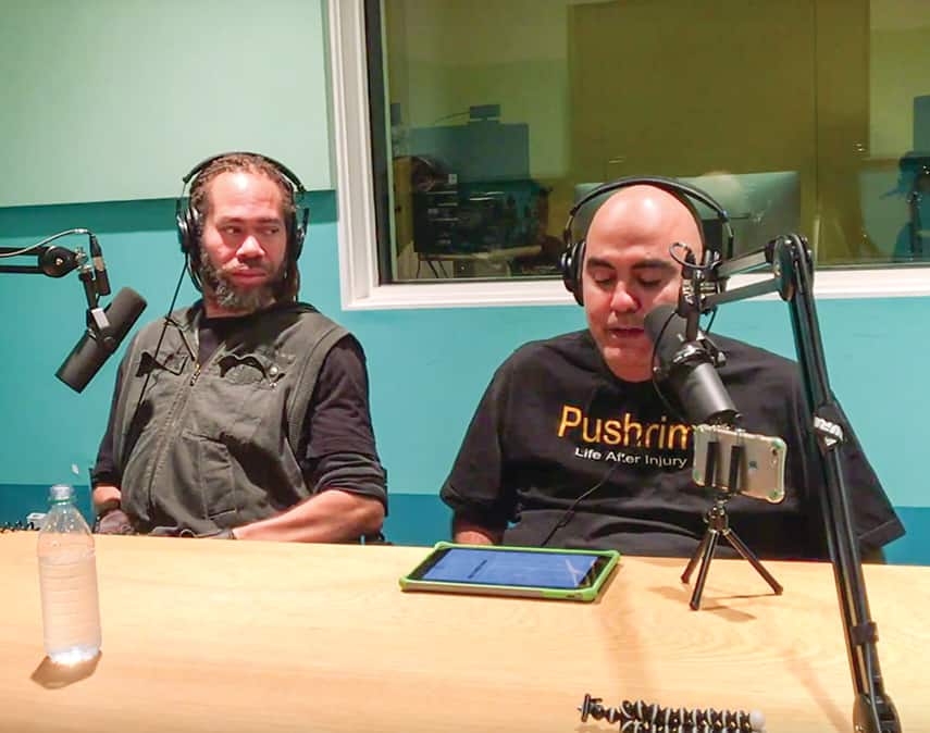 Bell cohosts Pushrim podcasts with Ray Pizarro.