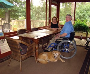Gordon and Linda Mansfield even designed some of their home's furniture to be accessible — check out the leg room under the dining room table.