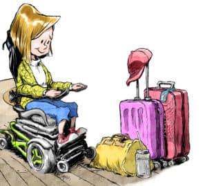 girl with suitcases