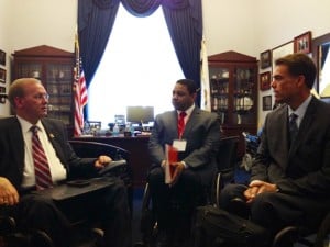 Left to right: Rep. James Langevin (D-R.I.) meets with George Gallego of New York Chapter and United Spinal's president Joe Gaskins.