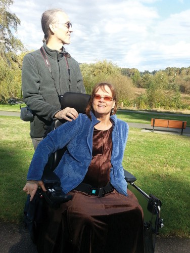 Mia Arends and her husband, Michael, enjoy a day in the park.