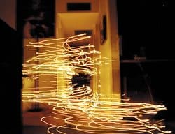 While working on his master's degree, Nevis used light studies such as this one to prove that wheelchair users move through space differently than walkers.