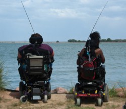 The Lucas family knows a lot of tricks to access activities like fishing while on a camping trip.