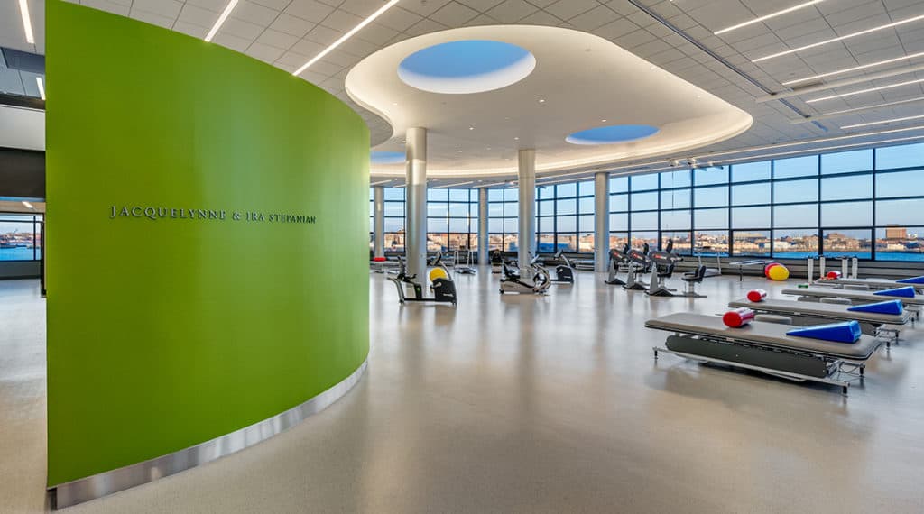 Boston’s Spaulding Rehab is now bright and cheery, and goes far beyond ADA requirements.