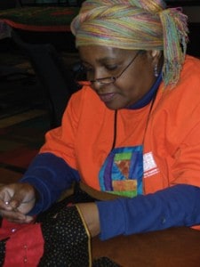 Marquetta Johnson adapted a sewing machine by simply placing the presser foot on the table.