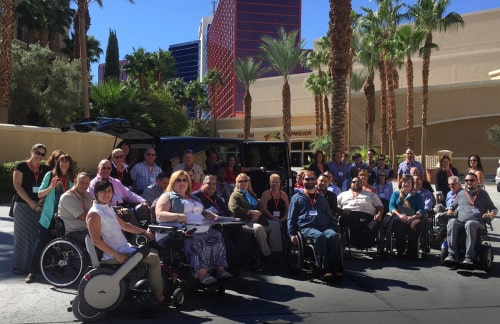 Representatives from 33 different states and numerous chapters gathered outside the Rio Hotel and Casino for United Spinal’s annual chapter meeting.