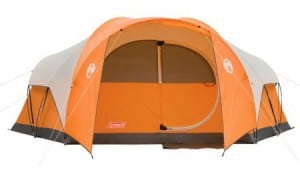 Many powerchair users could use this eight-person Coleman tent if the entrance is pinned down.