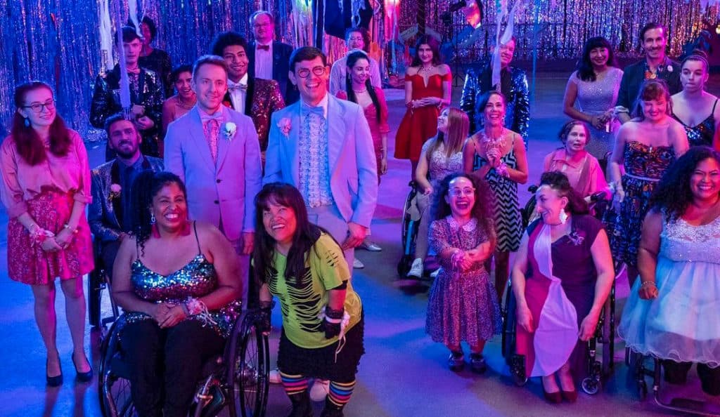 Nicole Lynn Evans and Danielle Perez pose in their masks between takes.