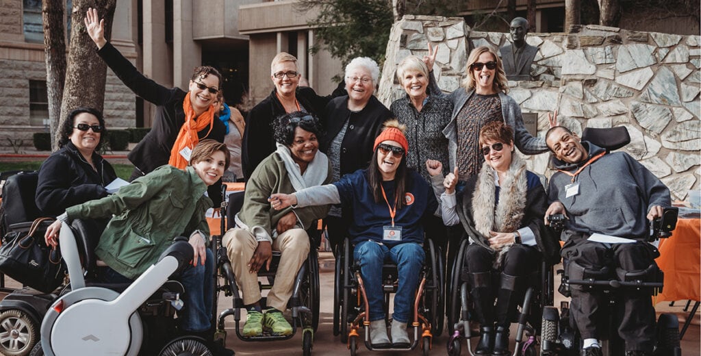 United Spinal Association and members of its Arizona chapter gathered for an inaugural ‘Roll on Arizona’s Capitol’ at the Arizona State Capitol Rose Gardens on January 22, 2018, to advocate for progressive legislation that benefits wheelchair users and all people living with disabilities.