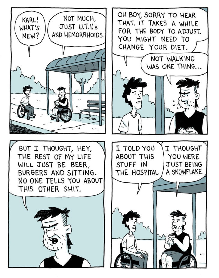 cartoon about adjusting to life in a wheelchair