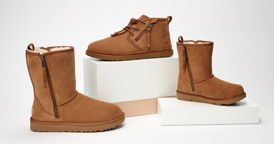 3 styles of Ugg boots all tan suede