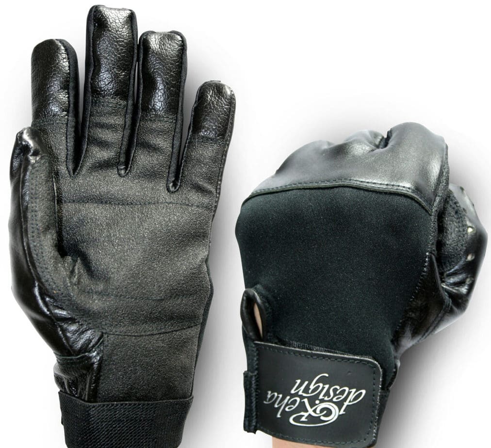 leather gloves with a reinforced rubber palm
