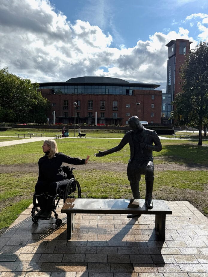 Accessible outdoor art sculpture in park.