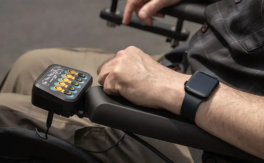 switch shown on armrest